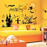 Halloween Black Witch and Pumpkin Wall Stickers
