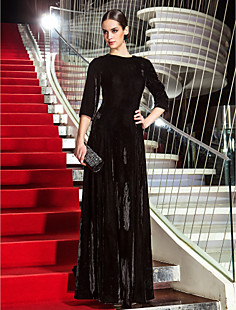 A-line Jewel Floor-length Velvet Evening Dress inspired by Diane Kruger at Venice Film Festival