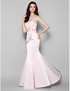Pink bridesmaid dress with pearl neck