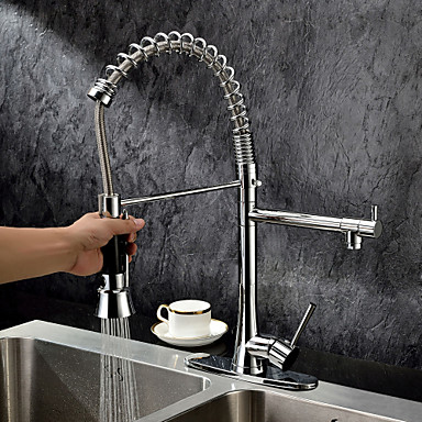 Moderne pull out chrome finish enkelt håndtak kjøkken tappekran ...