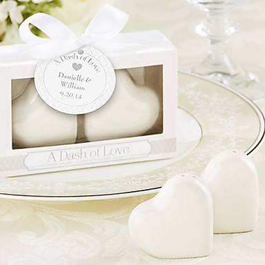 "A Dash of Love" Ceramic Heart Salt & Pepper Shakers,W10cm xL3cm xH6cm