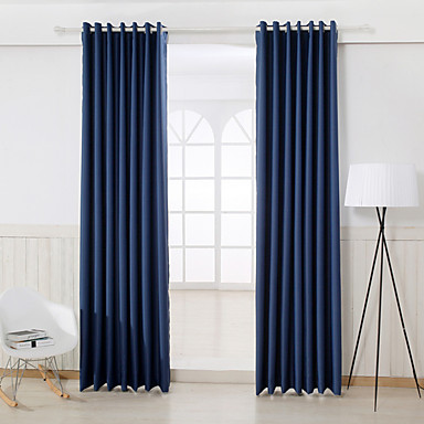 To paneler moderne solid blå soverom rayon blackout gardiner ...