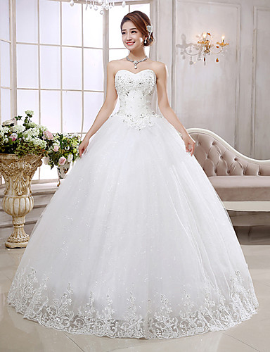 Princess Wedding Dress Floor-length Strapless Organza with ...