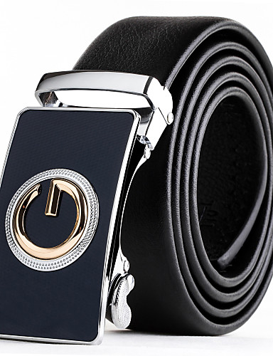 Mens Suits Dress Black Leather Waist Belt Strap Blue Gold Automatic Belt Buckle 5256273 2017 ...